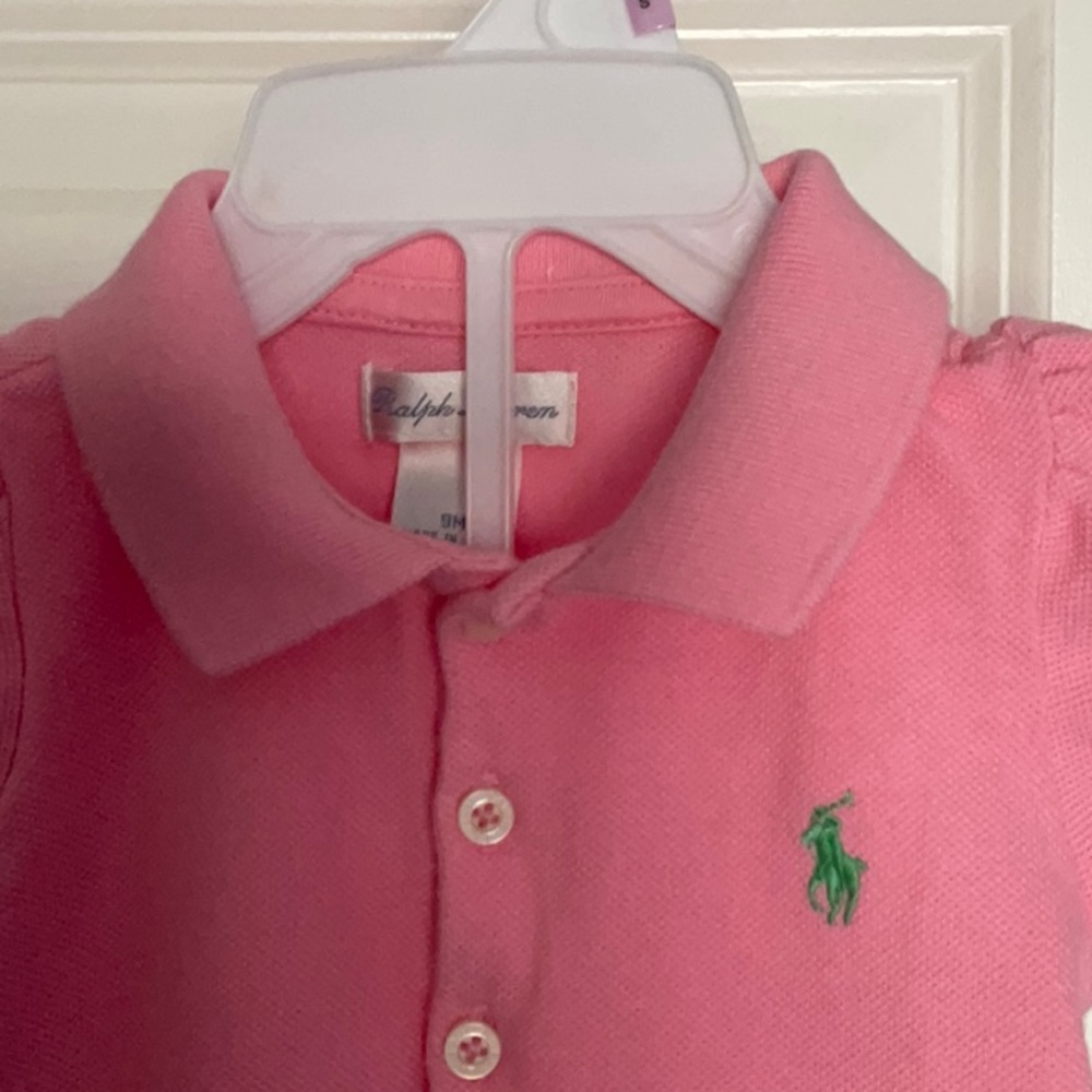Polo by Ralph Lauren Kids Ruffle Hem Shirts - Deep Pink, Light Pink 9 months - Picture 8 of 9